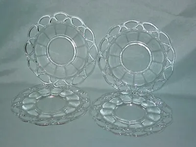 Vintage Anchor Hocking Clear Glass Old Colony Plates Open Lace Edge Lot Of 4 • $14.99