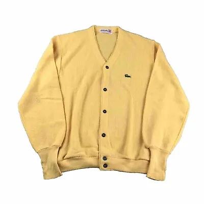 Vintage Izod Of London Sweater Mens XL Yellow Button Up Long Sleeves Cardigan * • $37.65