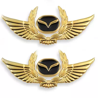 2x Gold Black MAZDA Wing Emblem For Mazda 3 6 9 CX-5 MX-5 CX-7 RX-7 RX-8 Miata • $16.04