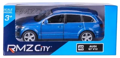 Audi Q7 V12 Germany Car Model Diecast Toy RMZ City Blue 1:34 Open Doors • £12.99