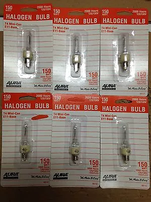 6 - T4 Mini-can Halogen Bulb E11 150 Watt T4  (6 Lamps) • $12.95