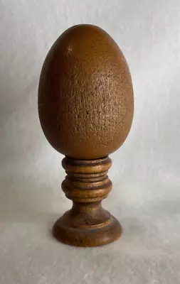 Vintage Natural Hardwood Wooden Egg With Wood Stand • $6.99