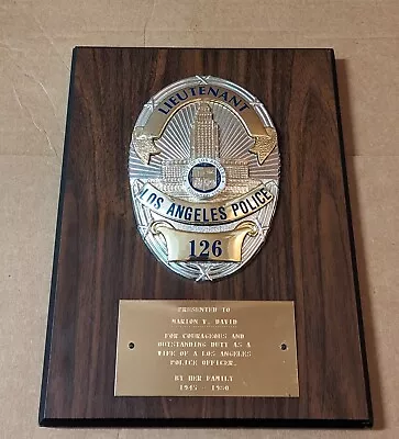 Vintage LAPD Los Angeles Police Department Officer Wife Award Plaque • £482.56