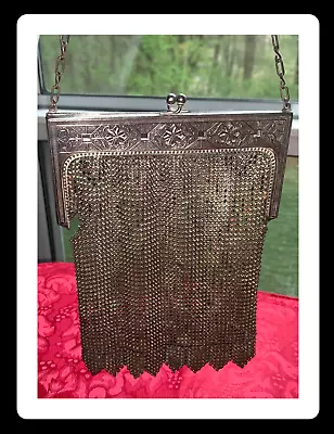 Antique Whiting & Davis Mesh & Enamel Handbag 1920s Flapper Purse Deco Glamour • $54.76