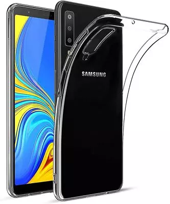 For Samsung Galaxy A6 A7 A9 2018 J6 Plus Clear TPU Gel Case Silicone Back Cover • £1.99