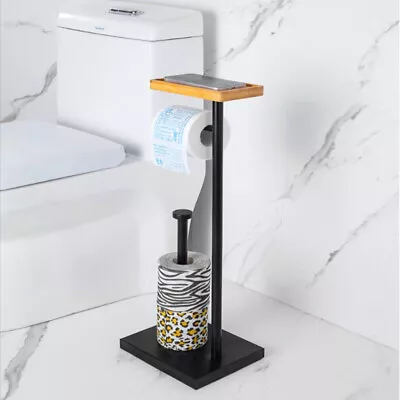 Toilet Roll Holder Paper With Topper Shelf Bathroom Tissue Roll Storage Stand AU • $37.98