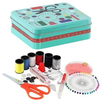 £6.25 • Buy Metal Sewing Box Kit Set Sewing Case Accessories Scissors Thimble Needles Pins 