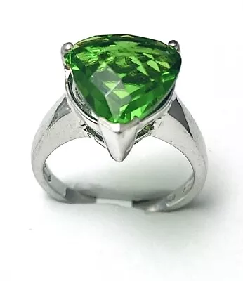 R71313G Classic Mt St Helens Green Helenite (13x13mm) Sterling Silver Ring • $50