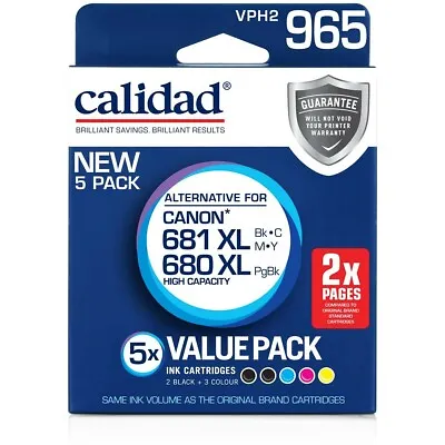 $55.90 • Buy Calidad Printer Ink Cartridges Alternative For Canon 681XL 680XL 5 Pack