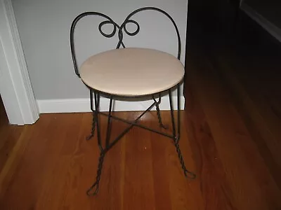 Vintage Japan Twisted Wrought Iron / Steel Vanity Stool Chair Ice Cream Chair St • $32