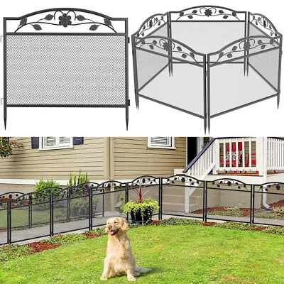 5 Decorative Metal Garden Fence Animal Barrier Fence Ground Stakes Defence Panel • £95.94