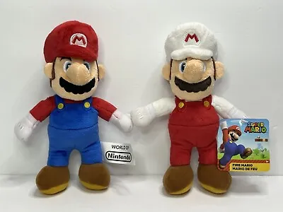 2019 Jakks Super Mario Fire & Super Mario 8” Plush World Of Nintendo Lot Of 2 • $21.50