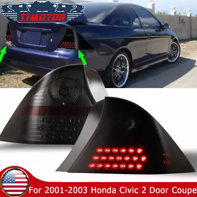 Tail Lights Pair For 2001-2003 Honda Civic Coupe Turn Signal Brake Lamps Set LED • $143.99