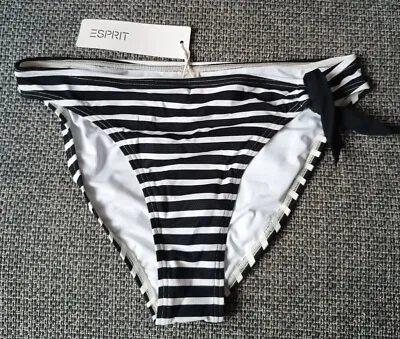 ESPRIT Hamptons Beach RCS Mini Brief Bikini Bottoms Black/White UK 12 • £12.99