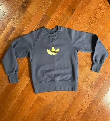 Vintage Adidas Trefoil Crewneck Sweatshirt Size Small Faded Blue Color Yellow • $29.99