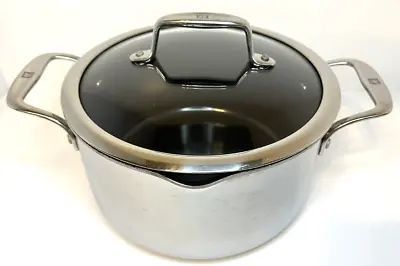 ZWILLING 6QT/5.7L  Soup Stock Pot 3 Ply Stainless Steel Pour Glass Lid Non Stick • £33.24