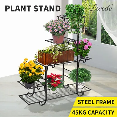 Levede Plant Stand Outdoor Indoor Metal Flower Pots Rack Corner Planter Shelf • $62.99