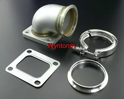 $41.99 • Buy T4 Undivided 90° 3  V Band Stainless Low Profile Adp Kit W/ SS Ring Clamp Gasket
