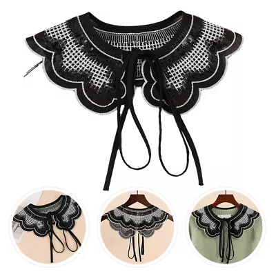  Fake Shirt Collar Lace Black Dress Chiffon Scarf Women's Miss Detachable • £8.38