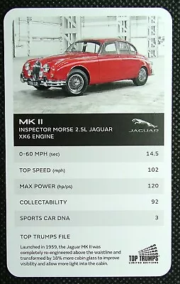 1 X Card Top Trumps Jaguar Car MK II Inspector Morse – 2.5L XK6 Engine J30 • £2.19