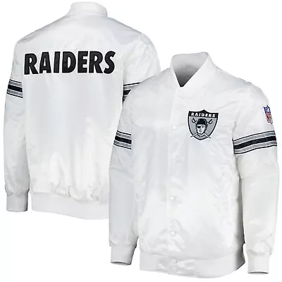 NFL Oakland Raiders Baseball Bomber Style Letterman White Satin Varsity Jacket • $99