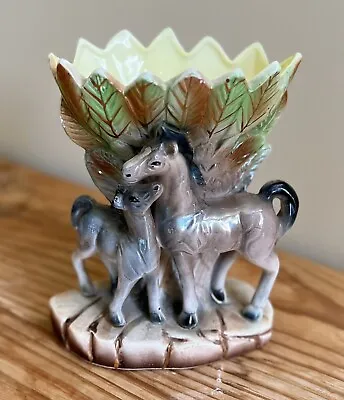 Vintage Horse Foal Lusterware Figurine Planter MCM Art Pottery Ceramic Japan • $32.99