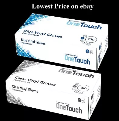 Disposable Vinyl Gloves Blue & Clear Powder Free For Cleaning Catering Medical • £6.95