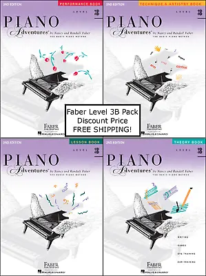 Faber Piano Adventures Level 3B - Pack Set (Lesson/Theory/Perf/Technique) Nice! • $28.99