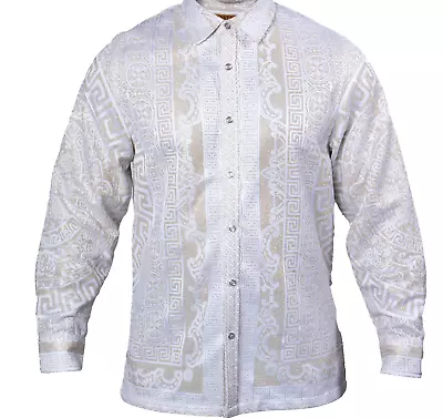 Prestige LACE-350 Long Sleeve Lace Shirt White/Gold • $126