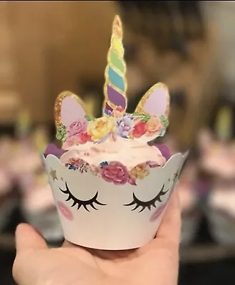 £3.99 • Buy Unicorn Cupcake/Muffin Wrapper Cases & Toppers. Party 12+12= 24PCS - FREE P&P