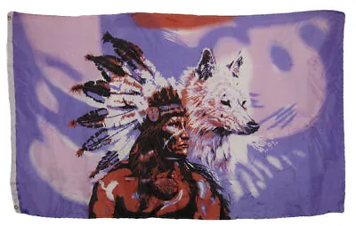 $7.94 • Buy 3x5 Indian Chief Native American Wolf Poly Flag 3'x5' Grommets 100D