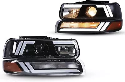 LED DRL Peojector Headlights For 99-02 Chevy Silverado 1500/2500 00-06 Suburban • $165.99