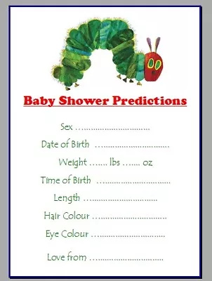 £1.99 • Buy Baby Shower Game The Very Hungry Caterpillar Baby Boy Girl Predictions