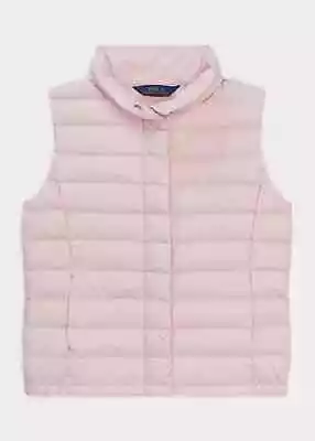 POLO RALPH LAUREN Girls Hint Of Pink Quilted Down Vest Gilet Age 8-10 (M) VGC • £30