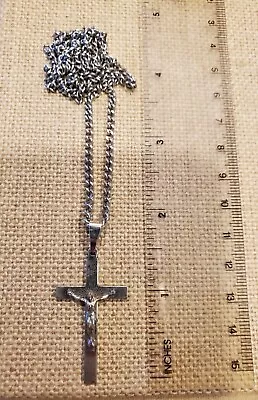 Vintage Silvertone Cross W/jesus On 24  Endless Link Chain • $14.95