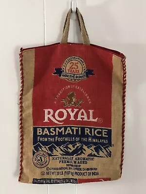 Royal Basmati Rice Burlap Brown Bag Sack Tote Handles Zipper 18 X 14  Decor Nice • $8