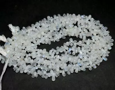 13.5  Strand Natural Rainbow Moonstone Briolette 4x6.5 - 4.5x9 Mm 1 Line #d4956 • $5.99