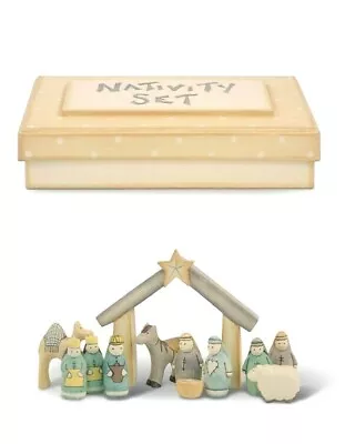 East Of India Small Boxed Wooden Handmade Nativity Set Christmas New Baby Gift • £21.99