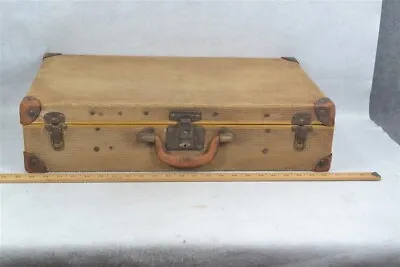 Antique Suitcase Wicker Leather 23 X 13 X 6 Edwardian 19th C 1890-1920 Original  • $95