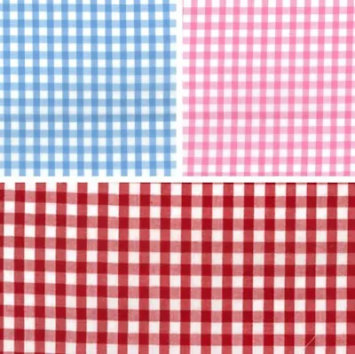 Gingham Polycotton Fabric 1/4  Check Material Craft Sewing Table Cover • £0.99