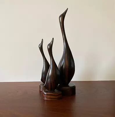 3 Vintage Mid Century Danish Modern Rosewood Ducks  Ducklings Figurines • $75