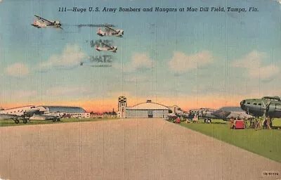 Postcard U.S. Army Bombers  Hangars Mac Dill Field Tampa Florida 1942 • $5.99