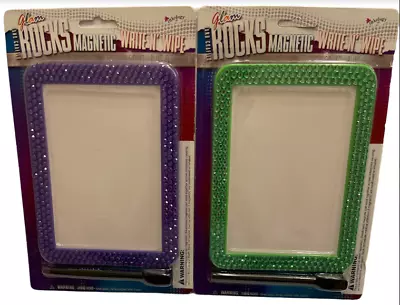 Inkology Magnetic WRITE N' WIPE Board W/ Bling Assorted Frame Colors Select • $12.95