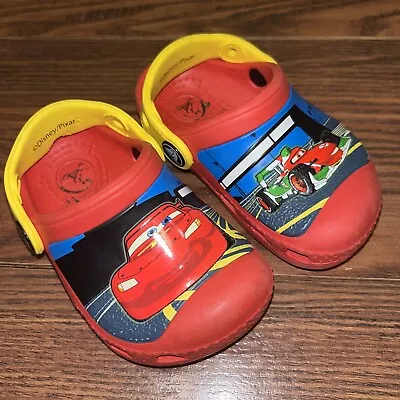 Crocs Lightning McQueen Cars Kids Toddler C 4-5 Shoes Clogs Disney Pixar Red • £8.52