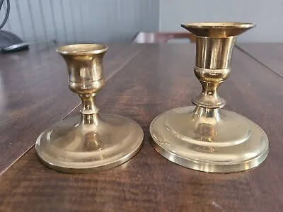 Vintage Brass 3.25  Tall Candle Stick Holders Made In India • $14.95