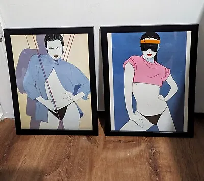 Patrick Nagel Art Bookplate Prints Of Women 1985 1980s Two Framed Pictures • $51.99