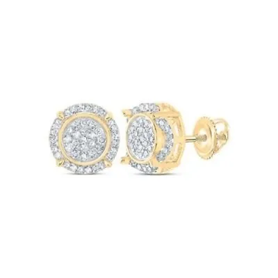 Brand NEW! Micro Pave Diamond Earrings 0.25 Carat T.W. 10K Yellow Go (D01069140) • $349.99