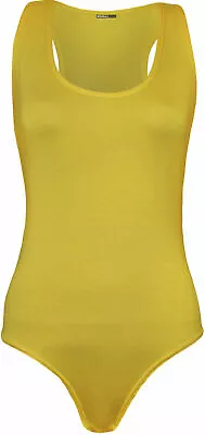 Women Racer Muscle Back Sleeveless Stretch Bodysuit Ladies Leotard Vest Top 8-26 • £7.35