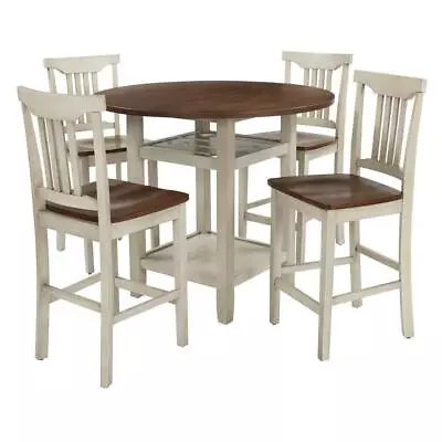 OSP Home Furnishings Dinning Table + Chairs Set 42 L X 42 W Seats-4 Wood White • $538.06