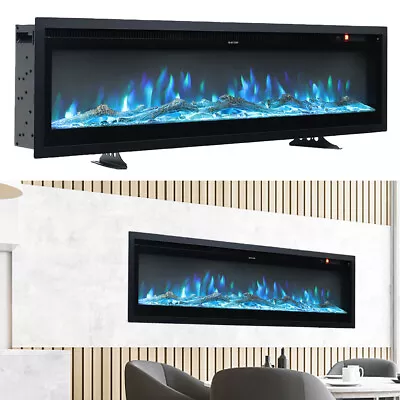 Recessed 40 Electric Fire Insert Stove Wall Mounted Fireplace Heater 9 LED Flame • £159.95